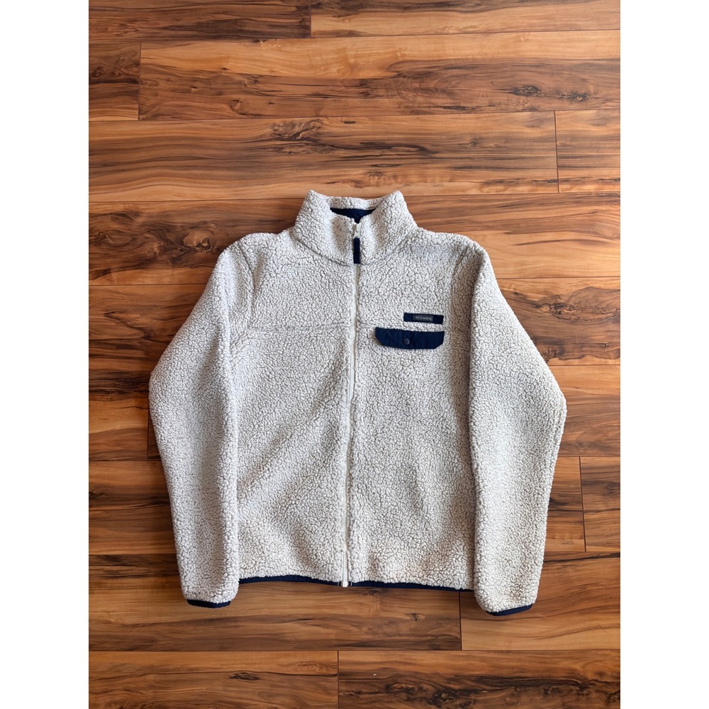 Columbia Mens Mountainside Heavyweight Sherpa Fleece Jacket Cream Navy Medium